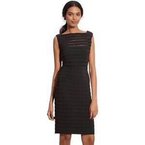 Adrianna Papell Black Shutter Pleat Bandage Midi Sleveless Dress-12